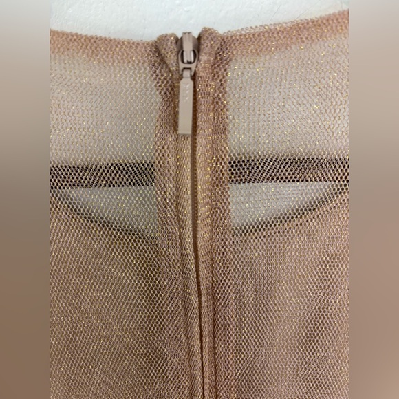 BADGLEY MISCHKA Gold Sheer Crop Top Blouse‎ Sleeveless Christmas Holiday Party - Picture 12 of 14